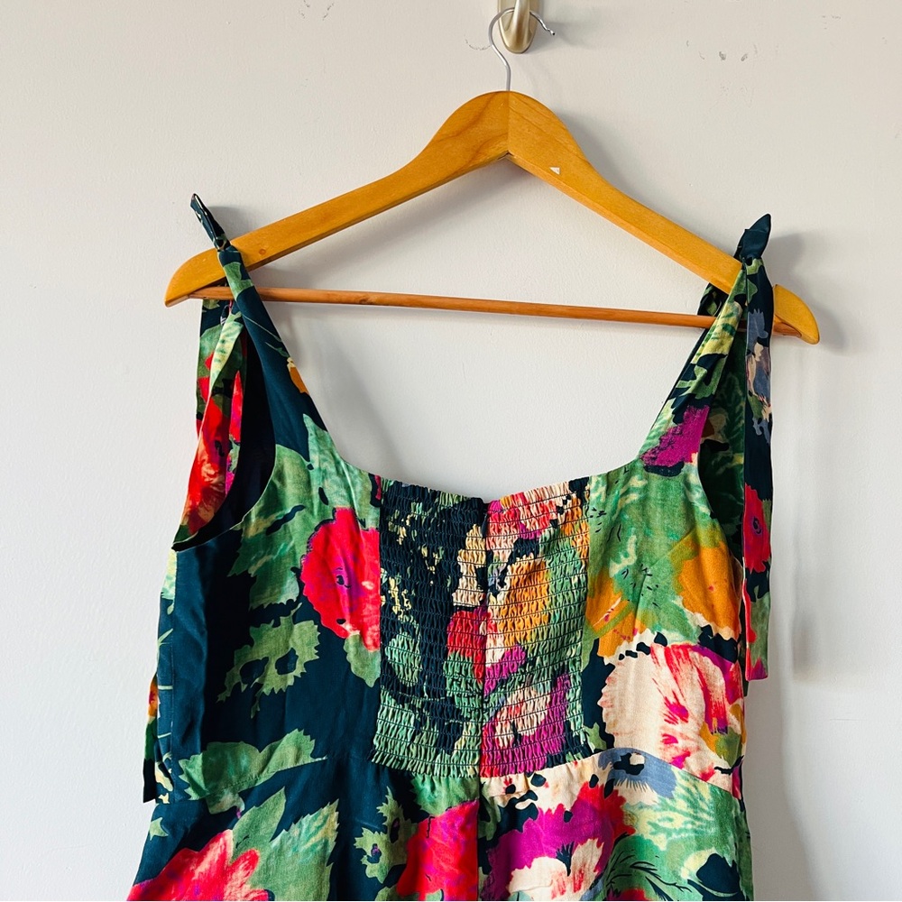 Sezane Dorotha Dress Floral Midi Trianon Print Tie Strap Slit Dress Size 6 US - Picture 6 of 9